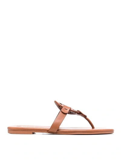 Tory Burch Leather Sandals In Brown