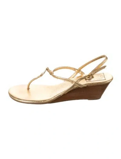 Pre-owned Tory Burch Leather Sandals In Gold
