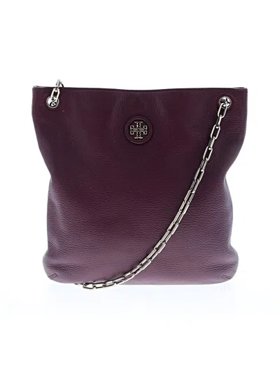 Pre-owned Tory Burch Leather Satchel In Burgundy