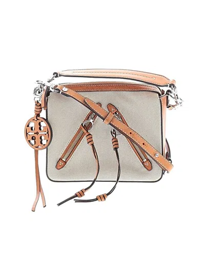 Pre-owned Tory Burch Leather Satchel In Gray