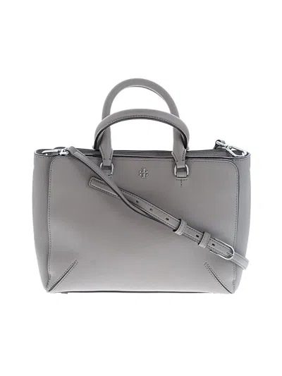 Pre-owned Tory Burch Leather Satchel In Gray