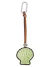 Tory Burch Shell-motif Leather Keyring In Green