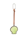 Tory Burch Shell-motif Leather Keyring In Green