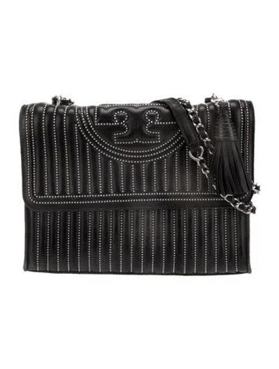 Pre-owned Tory Burch Leather Shoulder Bag In Black
