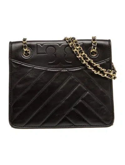 Pre-owned Tory Burch Leather Shoulder Bag In Black