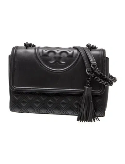 Pre-owned Tory Burch Leather Shoulder Bag In Black