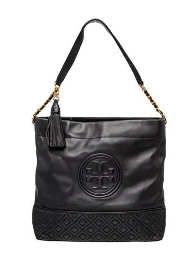 Pre-owned Tory Burch Leather Shoulder Bag In Black