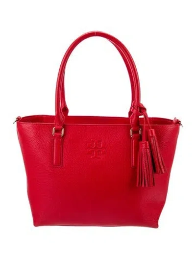 Pre-owned Tory Burch Leather Shoulder Bag In Burgundy