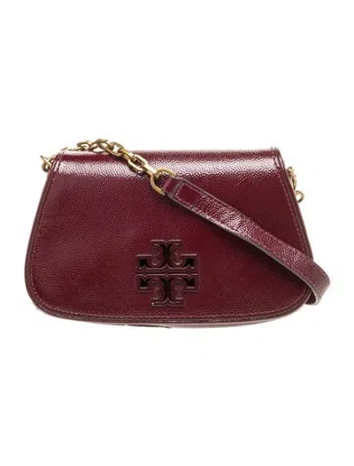Pre-owned Tory Burch Leather Shoulder Bag In Burgundy