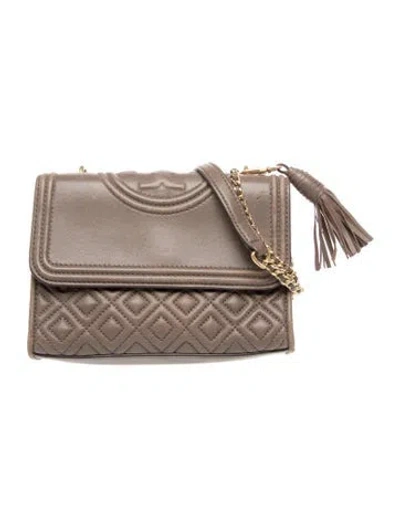 Pre-owned Tory Burch Leather Shoulder Bag In Gray