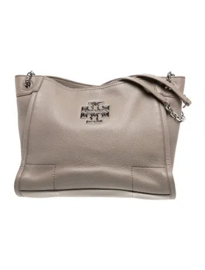 Pre-owned Tory Burch Leather Shoulder Bag In Gray