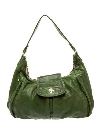 Pre-owned Tory Burch Leather Shoulder Bag In Green