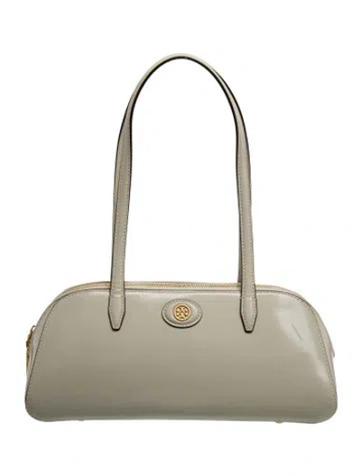 Pre-owned Tory Burch Leather Shoulder Bag In Grey