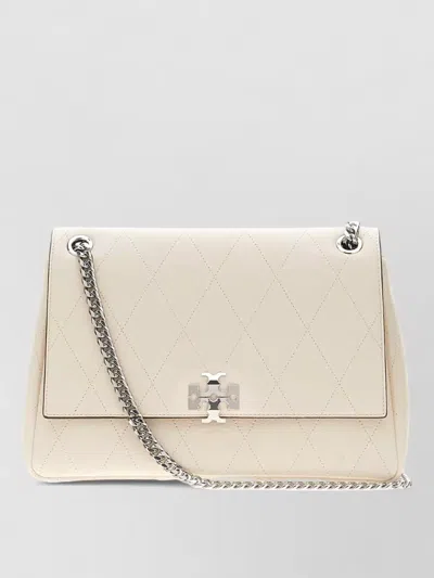 Tory Burch Leather Shoulder Bag Quilted Design Chain Strap In Neutral