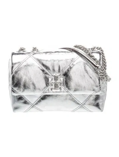 Pre-owned Tory Burch Leather Shoulder Bag W/ Tags In Silver