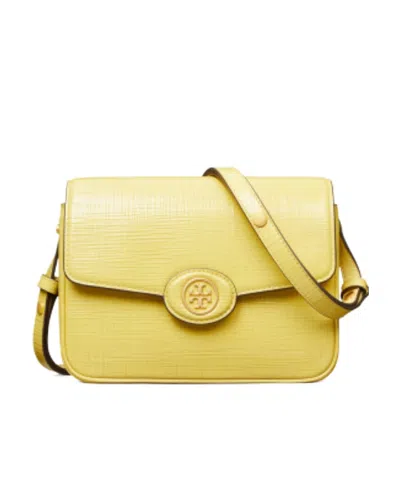 Tory Burch Robinson Crosshatched Convertible Shoulder Bag In Butter Mint
