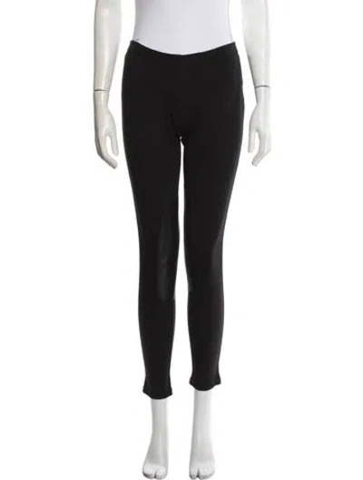 Pre-owned Tory Burch Leather Skinny Leg Pants In Black/blue