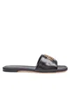 Tory Burch Eleanor Leather Slider Color Black In Multicolor