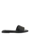 Tory Burch Leather Slider Sandals In Negro
