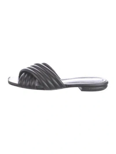Pre-owned Tory Burch Leather Slides In Black