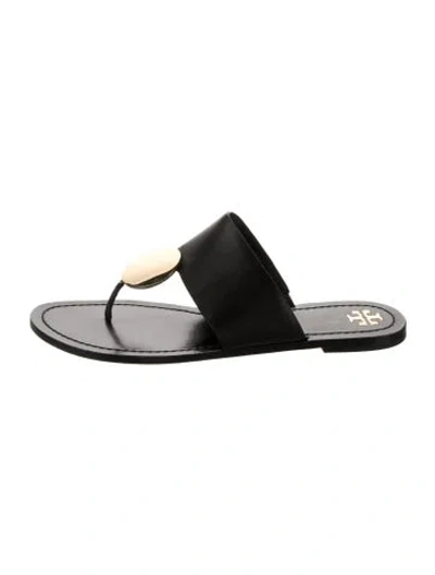 Pre-owned Tory Burch Leather Slides In Black