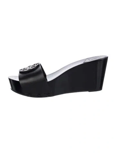 Pre-owned Tory Burch Leather Slides In Black