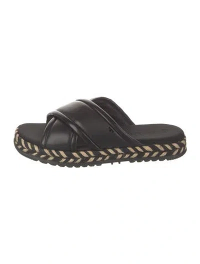Pre-owned Tory Burch Leather Slides In Black