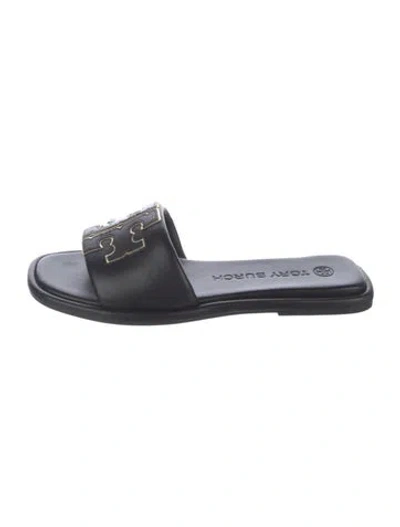 Pre-owned Tory Burch Leather Slides In Black