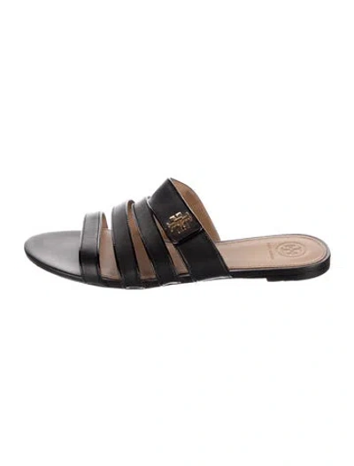 Pre-owned Tory Burch Leather Slides In Black