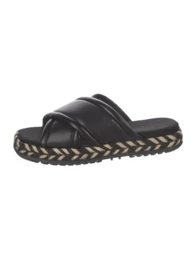 Pre-owned Tory Burch Leather Slides In Black