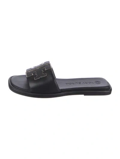 Pre-owned Tory Burch Leather Slides In Black