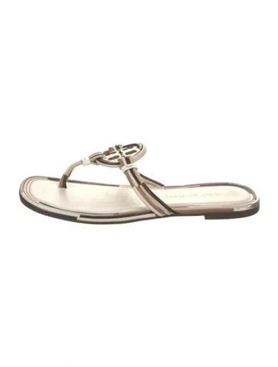 Pre-owned Tory Burch Leather Slides In Black