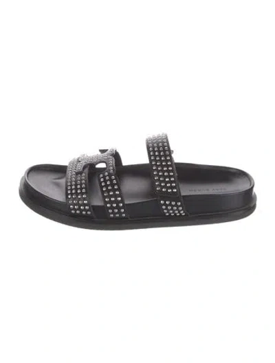 Pre-owned Tory Burch Leather Slides In Black