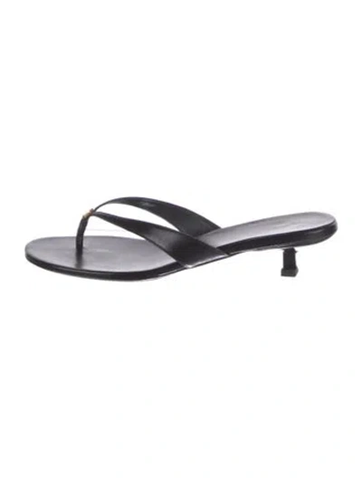 Pre-owned Tory Burch Leather Slides In Black