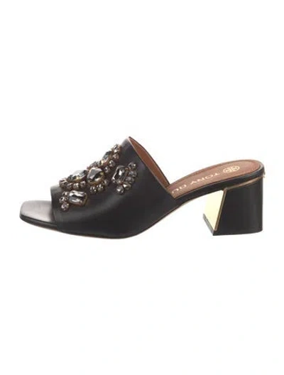 Pre-owned Tory Burch Leather Slides In Black