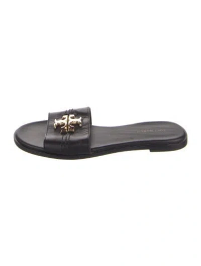 Pre-owned Tory Burch Leather Slides In Black