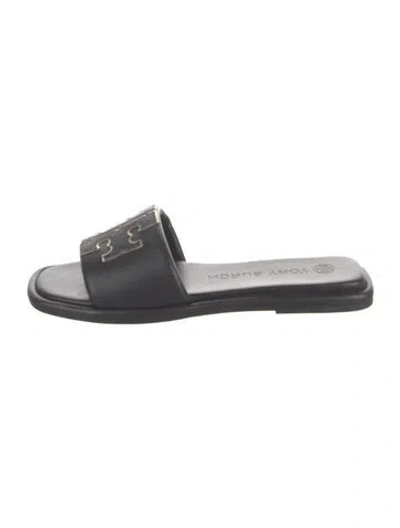 Pre-owned Tory Burch Leather Slides In Black