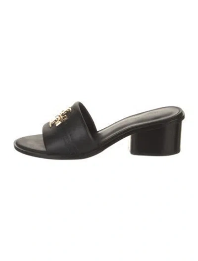 Pre-owned Tory Burch Leather Slides In Black