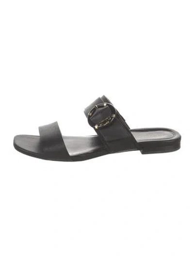 Pre-owned Tory Burch Leather Slides In Black