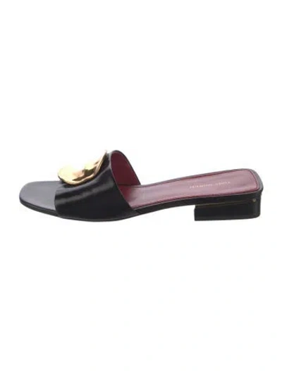 Pre-owned Tory Burch Leather Slides In Black