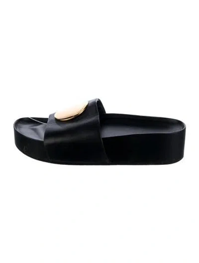 Pre-owned Tory Burch Leather Slides In Black