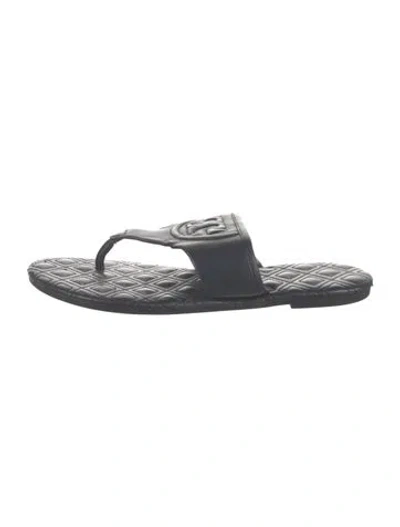 Pre-owned Tory Burch Leather Slides In Black