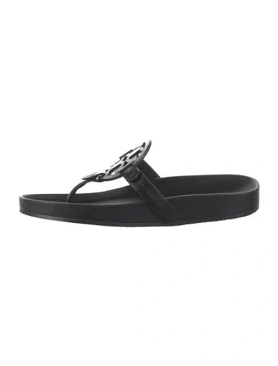 Pre-owned Tory Burch Leather Slides In Black