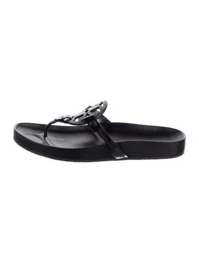 Pre-owned Tory Burch Leather Slides In Black