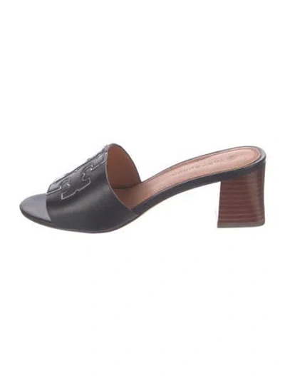 Pre-owned Tory Burch Leather Slides In Black