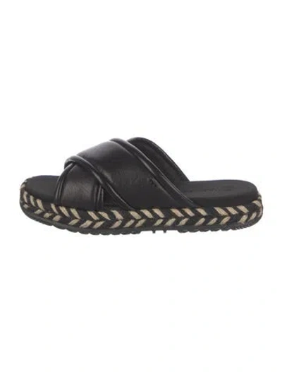 Pre-owned Tory Burch Leather Slides In Black