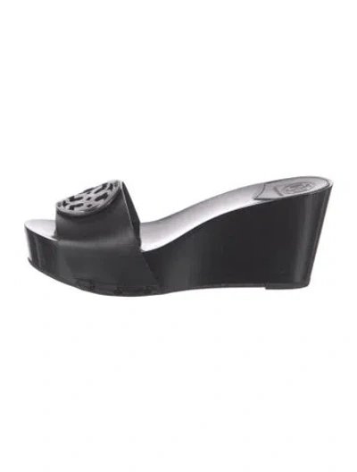 Pre-owned Tory Burch Leather Slides In Black