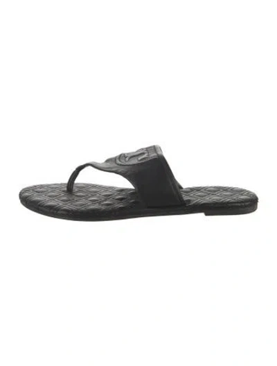 Pre-owned Tory Burch Leather Slides In Black