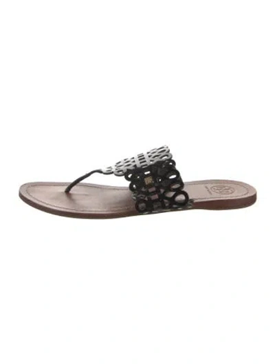 Pre-owned Tory Burch Leather Slides In Black