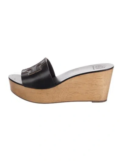 Pre-owned Tory Burch Leather Slides In Black
